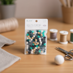 Ilan Bolita Pompom 0.8cm Colore Morandi 100 Pezzi Decorazioni Artigianali - Product Image 3