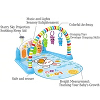 Tapis de jeu pour bébé Bohan avec piano à commande au pied, lumières, musique, projection de ciel étoilé et cadre de fitness multifonctionnel