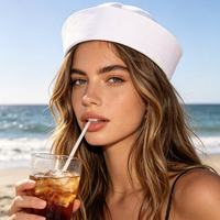 Sombrero de Marinero Clásico Blanco al por Mayor, Gorras y Sombreros de Color Sólido con Logotipo Personalizado, para Fiestas Náuticas de Verano y Halloween