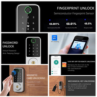 Cerradura Inteligente para Puerta con WiFi Tuya, Estándar Estadounidense, con Huella Dactilar, Código Digital, Color Negro, para Puerta Principal, Sin Llave, Electrónica