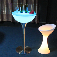 Offre Spéciale : Ensemble lumineux LED pour comptoir de restaurant et fast-food, table haute de bar moderne en rotomoulage