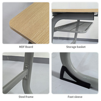 Ensemble de bureau et chaise double ergonomique moderne pour étudiants, avec table de lecture en MDF et tiroir, idéal pour les universités et les salles de classe.
