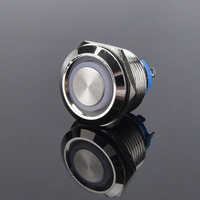 Sakelar Tombol Tekan LED 19mm 10A 220V Beriluminasi, Baja Tahan Karat IP67 Tahan Air, Pengunci 1NO, Kontrol Kombinasi Kuningan