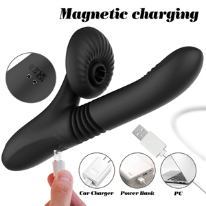 Vibratore Rabbit per Stimolazione Clitoridea con 7 Modalità Potenti, Funzione Leccante, Pulsante e Riscaldante, Dildo Vibrante in Silicone Nero per Donne - Product Image 5