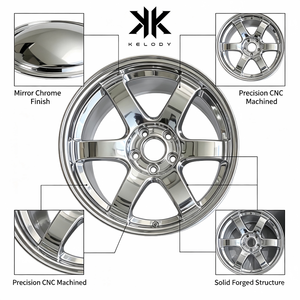 JDM Jante en alliage forgé chromé à 6 rayons, plat profond 17 18 19 pouces 5x114.3 5x100 personnalisé ET <span class=keywords><strong>CB</strong></span> Performance légère - Product Image 6