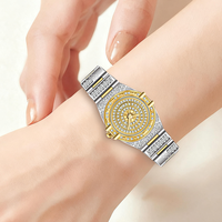 Relojes de Cristal con Diamantes de Moda Unisex a Bajo Precio, Relojes de Lujo para Hombre y Mujer, Reloj de Pulsera Analógico de Cuarzo de Acero Inoxidable Dorado