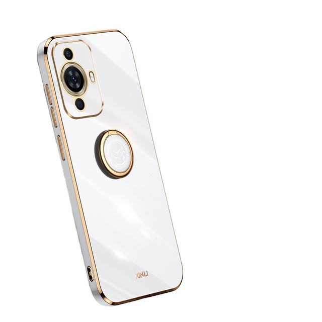 Wholesale 6D Plating Gold Edge TPU Shockproof Case with Ring Holder for Huawei Nova 11 Pro Phone Case