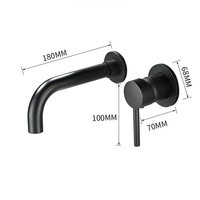Robinet de lavabo mural monocommande de luxe moderne, encastré, en laiton avec cartouche céramique, mitigeur pour salle de bain