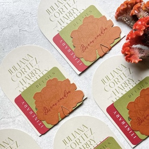 Juliana Cortez Harry Adanutty - Juego de Invitaciones de Boda, Tarjeta de Felicitación, Diseño Floral Troquelado, Estampado en Caliente, Papel Recubierto, Logotipo Personalizado - Product Image 2