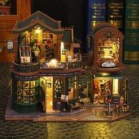Juguetes de Madera, Rompecabezas 3D, Rincón de Lectura, Casa de Muñecas Luminosa para Armar, Mini Casa de Muñecas, Escena de Libro, Regalo Creativo