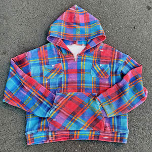 Felpa con Cappuccio Oversize Vintage Lavata in Stile Streetwear, Personalizzabile, in Cotone Pesante 400g, con Motivo a Quadri e Tessuto Waffle per Uomo, dal Produttore Huili - Product Image 1