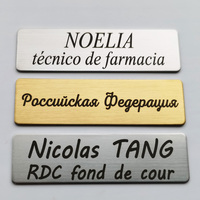 Badge nominatif en acier inoxydable avec logo imprimé au laser, pour entreprise professionnelle, vente en gros, avec numéro d'identification métallique et épingle
