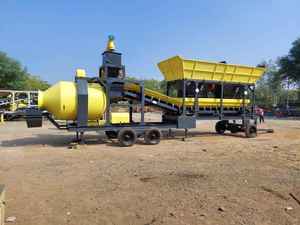 Centrale de mélange d'asphalte compacte 380V à moteur, équipement industriel jaune - Product Image 1