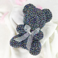 Perle rose ours en peluche brillant belle boîte cadeau prix de gros fleur artificielle bulle diamant rose ours