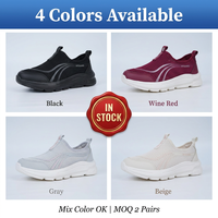 Chaussures de marche ultralégères pour femmes 160g, à enfiler, avec semelle intérieure de massage par acupression en maille, vente en gros, stock disponible en 48h, 4 couleurs