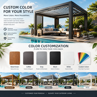 Pergola à lames orientables en alliage d'aluminium, imperméable, extensible, avec structure thermolaquée anti-rouille pour cour, jardin, bord de piscine