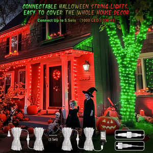 Guirlandes lumineuses pour Noël, Halloween, jardin, décoration de <span class=keywords><strong>la</strong></span> maison, guirlandes lumineuses LED connectables rouge et vert pour Halloween, 8 modes avec minuterie - Product Image 5