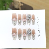 Faux Ongles Press-On Personnalisables Faits Main Luxe 3D Argent Rose Gothique Noir Blanc à Coller Stiletto