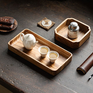 Walnut Wood <b>Tea</b> <b>Tray</b> Rectangular Deep Plate Solid Wood Storage <b>Tray</b> For <b>Tea</b> Set Chinese Retro Serving <b>Tray</b> - Product Image 1