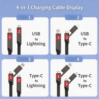 Kabel Pengisian Cepat 4-in-1 1m USB-C Dual-Ended PD 100W dengan Lampu LED, Jalinan Nilon Anti-Putus untuk Ponsel & Laptop