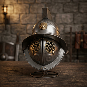 Casco de Gladiador Medieval Vintage CH Calvin Handicraft, Gris, 18ga, Latón Pulido SCA, Hecho a Mano, Decoración para el Hogar, Adultos, Navidad, Año Nuevo - Product Image 1