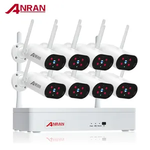ANRAN 8ch 3MP वायरलेस सुरक्षा कैमरा प्रणाली IP66 निविड़ अंधकार निगरानी गति का पता लगाने 2 तरह ऑडियो आउटडोर वाईफ़ाई NVR किट