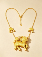 Collier pendentif Qilin en argent sterling 925 plaqué or, bestie mythique chinoise, avec clochette, service OEM personnalisé, vente en gros