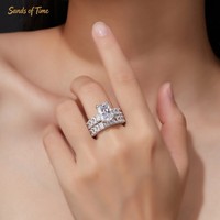 Bague combinable empilable en moissanite VVS à taille géométrique radiant, en argent 925 plaqué or 18 carats, sertie griffe, personnalisée, pour homme, style rappeur