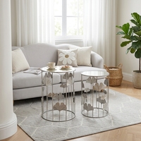 Ensemble de tables basses en métal, 2 pièces, en fer doré, écologiques, style américain, luxe moderne, décoration de salon, meubles de maison, marque Lander, vente en gros