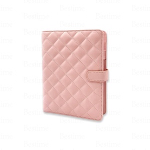 Chất Kết Dính Ngân Sách Logo Tùy Chỉnh Có Khóa Kéo Phong Bì Chất Kết Dính Chần Bông Giá Rẻ A5 Chất Kết Dính Da Pu Oxford Màu Hồng Phấn Má Hồng - Product Image 3