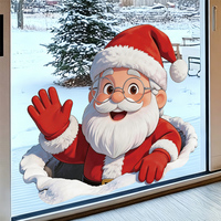 Autocollants électrostatiques de Noël pour fenêtres, adhésifs pour vitres, double face, réutilisables, décoration de la maison, autocollants amovibles