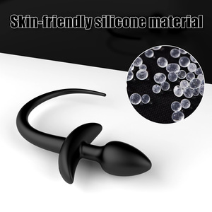 大人向けセックスグッズ 黒い子犬の尻尾 リモコン式アナルプラグ リモコン付きソフトシリコン製 誘惑用オナニー玩具 - Product Image 1