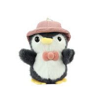 Peluche créative petit pingouin avec casquette, accessoires porte-clés unisexe pour couples avec nœud papillon, en coton PP, 11CM-30CM