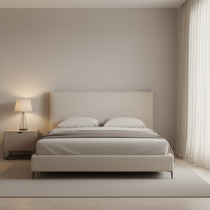 Testiera letto imbottita in tessuto con bordi morbidi colore sabbia per camera da letto - Product Image 2