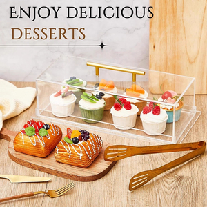 <span class=keywords><strong>Acrylic</strong></span> trong suốt bánh mì hộp hình chữ nhật Bánh khay hiển thị Bìa bánh tấm tráng miệng Tấm bánh Rack hiển thị hộp - Product Image 5