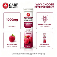 Comprimés effervescents de vitamine C 100 mg, zinc et vitamine D3, marque privée OEM, soutien immunitaire, antioxydant, saveur orange, 15 unités, personnalisables