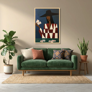 Lienzo con Diseño Geométrico <span class=keywords><strong>de</strong></span> Mujer Jugando al Póker, <span class=keywords><strong>Arte</strong></span> Abstracto Moderno, Decoración Elegante para Pared del Hogar - Product Image 3