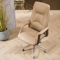 Chaise de bureau ergonomique pivotante réglable en cuir haut de gamme à dossier haut pour la maison et le bureau