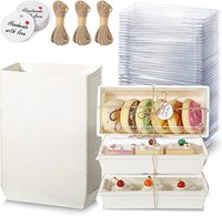 5.3/6/7.4 pouces rectangle papier boîtes alimentaires contenants à dessert jetables avec couvercles transparents pour biscuits salade pâtisserie cuisson