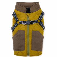 Gilet matelassé d'hiver pour chien avec harnais intégré et anneau en D, manteau confortable et coupe-vent pour animaux de compagnie avec col en velours côtelé, tailles S-3XL