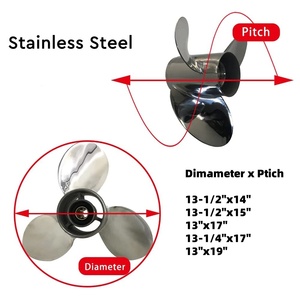Winibo Neuer 13-1/4"x17" Edelstahl-Außenborder-Propeller für Yamaha 60-140 PS mit 15 Keilzähnen, Bootsmotor-Propeller 13-1/2"x14" - Product Image 2