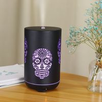 Diffuseur d'huiles essentielles ultrasonique 350 ml grande capacité avec lumières colorées, minuterie et fonction silencieuse, design crâne évidé