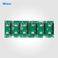 Baseboard GPU PCIe SFF8654x8 Kustom 6 Slot, 5 Kartu 10 Kartu Lebar Tiga Lipat 6 Slot PCIE 4.0 X16 Ekstensi Backplane GPU
