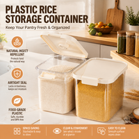 Tall Nordic Style Plastic Rice Storage Container Home Use Large 20-Pound Sealed Moisture-Proof Insect-Proof Grain Box