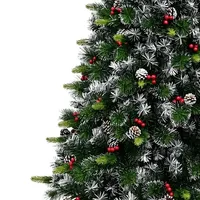 Sapin de Noël de Luxe Premium à Aiguilles de Pin Effilochées, avec Cônes de Pin et Baies Rouges