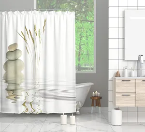 Toptan özel baskılı su geçirmez Polyester banyo Deco Art dekorasyon duş perdesi