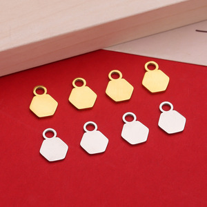 Colgante hexagonal de acero inoxidable, dos tonos, dorado y plateado, para hacer pulseras, componente de joyería, 12 unidades - Product Image 4