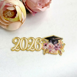 Adornos Acrílicos para Pastel de Graduación con Diseño de Gorro Floral 2026, Tema de Miel y Dulzura, para Decoración de Fiestas de Graduación - Product Image 4