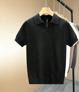 Camiseta de punto de manga corta para hombre, nueva colección de verano, con cuello tipo tijera, de lyocell, fresca y resistente a las arrugas - Product Image 1