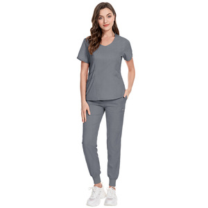 Hospital Uniforms Fashion Jogger Scrubs Sets Unisex Short-sleeved Nurse Uniform Stretchable Washable Quick-Drying <b>Top</b> & Pants - Product Image 5